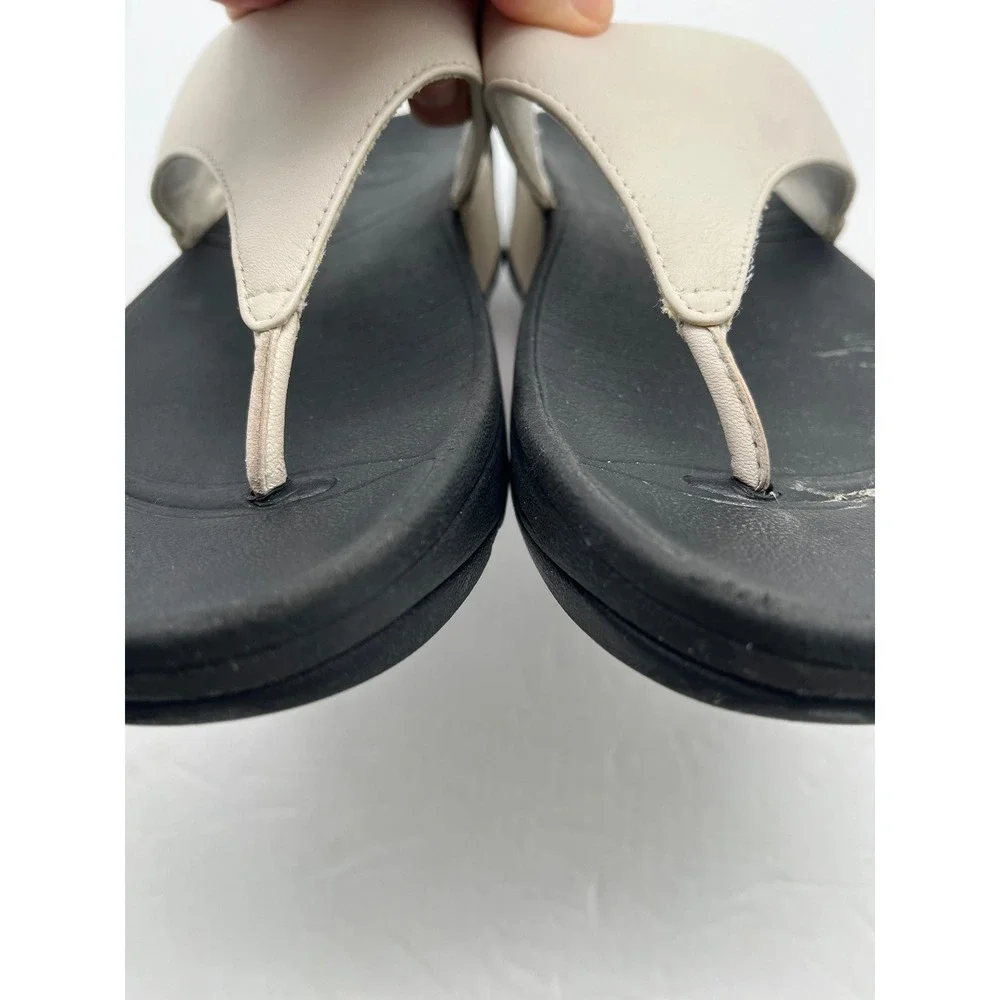 FitFlop Leather Thong Platform Sandals White Womens 8 Comfort Support 8 - Picture 3 of 9